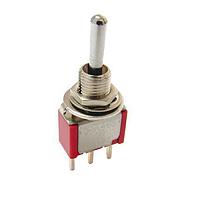 E-Switch 100DP1T1B1M53QE ສະຫນັບສະຫນູນ Toggle 5A 120VAC / 28VDC 2A 250VAC, ON-ON, DPDT, ບໍ່ມີອຸປະກອນຮອບຂ້າງ