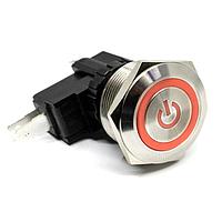 E-Switch SAV8F13SS314 ຕ້ານການທຳລາຍ Anti-vandal, SPDT, On-On, ຕິດຕັ້ງແຜ່ນ, ດ້ານໜ້າ, ເງິນ, LED, ແດງ, IP67