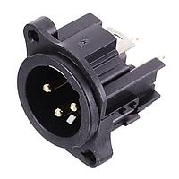 Amphenol Audio AC3MAV-AU-PRE ຕົວເຊື່ອມຕໍ່ 3 ໂພນ XLR ຜູ້ຊາຍ ຕິດຕັ້ງໃນກະຕ່າຍ A ປະເພດທອງຄົງຕິດຕໍ່ ຕິດຕັ້ງ PCB ສີດຳ