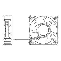 Delta Electronics, Inc. AFB1224SHE-T500 ພັງລົມ Tubeaxial, 120x38mm, 24VDC, 151.85CFM, 12W, Ball, Leads, Lock Rotor Sensor, IP55