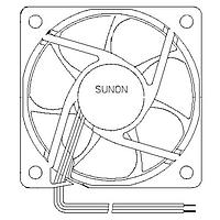 Sunon PF75301B2-1B00U-A99 ພັກລະບົບ DC Blower, 75x75x30mm, 12VDC, Ball, Lead Wires, Auto Restart