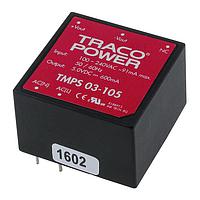 TRACO Power TMPS 03-105 ໂມດູນພະລັງ AC-DC 3W ພະລັງ AC/DC ໃນກ້ອງພລາສຕິກຕິດບົດ PCB