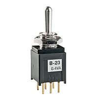 NKK Switches B23A1P ສະບຸມິນີເຈີຣ໌ ອັນຕິສະເຕັດ ໂຕແກລ DPDT ON-OFF-ON