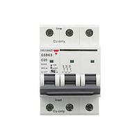 Carlo Gavazzi GSB633PC2 ອຸປະກອນປ້ອງກັນສະເພີມ Thermal-Magnetic ສາມຂາ UL1077, 480Y/277VAC, 2 Amps, C-curve ມີຂໍ້ຕໍ່ລຸກ. ອັດຕາການຕັດການ 5kA.