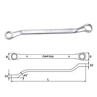 TOPTUL AAEH5560 Double Ring Wrench 45° Offset - METRIC (Satin Chrome ສໍາເລັດຮູບ) (55x60 mm)
