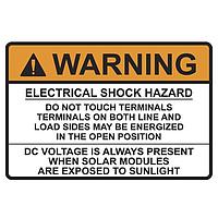 HellermannTyton 596-00496 ປ້າຍປະກັບແສງອາທິດ Solar Label, WARNING ELECTRICAL SHOCK HAZARD DC VOLTAGE, 3.75" x 2.5", VL, ສີແດງແລະຂາວ, 50/ມ้วน