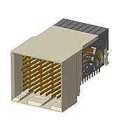Amphenol FCI 10124408-102LF ຕູ້ຕໍ່ໄປຄວາມໄວສູງ / ຕູ້ຕໍ່ໄປຮູບແບບມົດູເລີລ VS2 3 ຄູ່ R/A Header