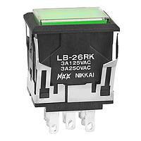 NKK Switches LB26RKW01-5F-JF ສະຫຼຸບສະຫຼຸບ DPDT ON-ON REC GRN