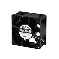Sanyo Denki 9G0812P1H051 ພັງລົມ Axial Axial, 80x80x38mm, 12VDC, 80CFM, 10.8W, 0.9A, 49dBA, Ribless, Tach/PWM