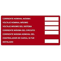 HellermannTyton 596-00817 ປ້າຍສະແກນແສງອາທິດ Solar Label, Printable, Spanish, DC Module, 4.0" x 2.0", PET, ແດງ, 50/roll