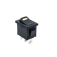 E-Switch R1966ABLKBLKEFYEL ສະຫນັບສະຫນູນ Rocker SPST ປິດ-ເປີດ QC 15A