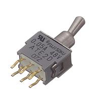 Nidec Components ATE2D-2M3-10-Z ສະບ໌ມິນິເຈີ ໂຕແກລ ສະວິດ DPDT, ON-ON, ໂຕແກລ 6mm, ບັດກະດູກເລີຍ 4mm, ເທີມິນລີ PC ແບບຕົວໂດຍກົງ, ລະຫວ່າງແຖວເທີມິນລີ .1", 50mA @ 60V AC/DC, ລ້າງໄດ້