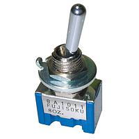 Nidec Components 8A3011-Z ສະຫນັບສະຫນູນສູງ ສະຫນັບສະຫນູນຂະໜາດນ້ອຍ Toggle Switch 3PDT, ON-ON, 10.5mm toggle, 1/4"-40 threaded bushing, solder lug terminals, 6A @ 125V AC