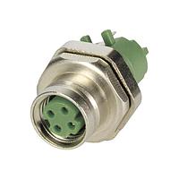 HARTING 21023812431 ຕົວເຊື່ອມ M8 D-code 4pin FML ຕົວຕັ້ງຕົວບົດ pcb ຕົວຕັ້ງຕົວບົດ (THR) ມີກະແປງດ້ານໜ້າ ປ້ອງກັນ IP67