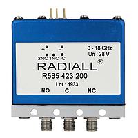 Radiall R585833200 ສະຫນັບສະຫນູນ Coaxial Switches SPDT Terminated Ramses SMA2.9 40GHz Latching 28Vdc Internal loads Pins terminals