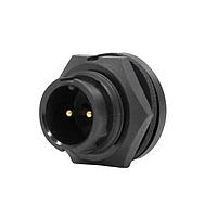 Switchcraft W7381-2PG-3ES ຕົວເຊື່ອມມົດຕະຖານຮູບວົງມົນ Mini-Con-X Panel, 2-pin #16, ຜູ້ຊາຍ, PC Tail (0.187 in), ຈຳນວນຫຼາຍ