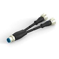 AMP Connectors - TE Connectivity 1-2273107-4 ເສັ້ນສາຍເຊນເຊີ / ເສັ້ນສາຍອັກຕູເວດ 4ຕໍ່ PVC 1.5mM12 Y Con Male to 2xM12 FA