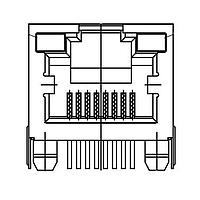 Adam Tech MTJ-88ARX2-LH-HT-D Modular RJ45 1X1,R/A,8P8C,TAB UP,ມີ LE