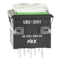 NKK Switches UB225KKW015F-1JF ປຸ່ມກົດສະລອງ 5A DPDT ON (ON) ສີຂຽວ