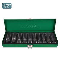 TOPTUL GDAD1002 10PCS 1/2 ນິ້ວ DR. ຊຸດ 6PT Flank Deep Impact Socket Set