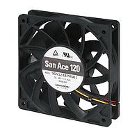 Sanyo Denki 9GV1248P4G011 ພັງລົມ Axial DC Axial, 120x120x25mm, 48VDC, Guide Vane, Ribless, Tachometer, PWM